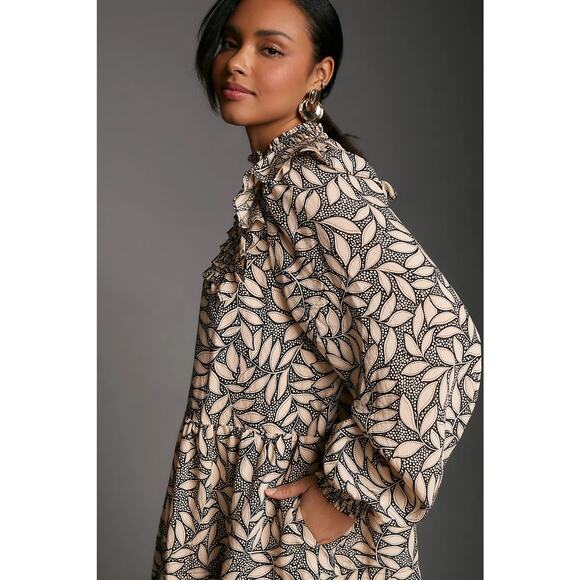 By Anthropologie Long Sleeve Printed Smocked Mini Dress 3X - Picture 3 of 14